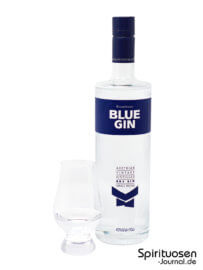 Reisetbauer Blue Gin Glas und Flasche