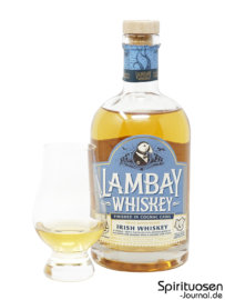 Lambay Blended Irish Whiskey Glas und Flasche