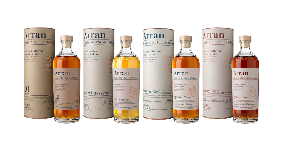 Neues Design: Arran Core Range mit neuen Flaschen und Verpackungen
