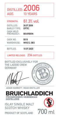 Bruichladdich Laddie Crew Bottling Cask 0019