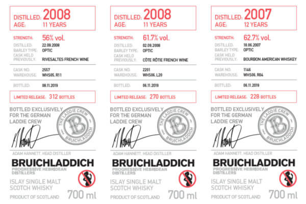 Bruichladdich Laddie Crew Bottlings 2020