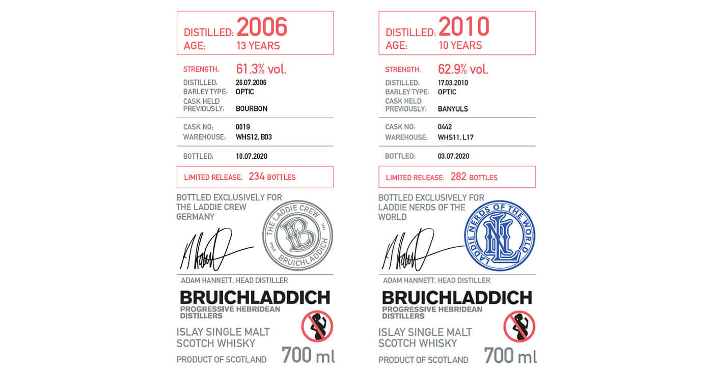 Exklusiv und rar: Bruichladdich gibt zwei neue Laddie Crew Bottlings frei