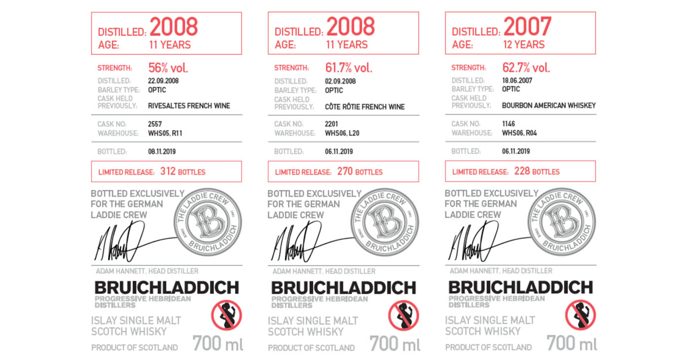 News: Bruichladdich mit drei neuen Laddie Crew Bottlings
