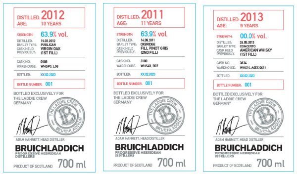Bruichladdich Laddie Crew Bottlings 2023