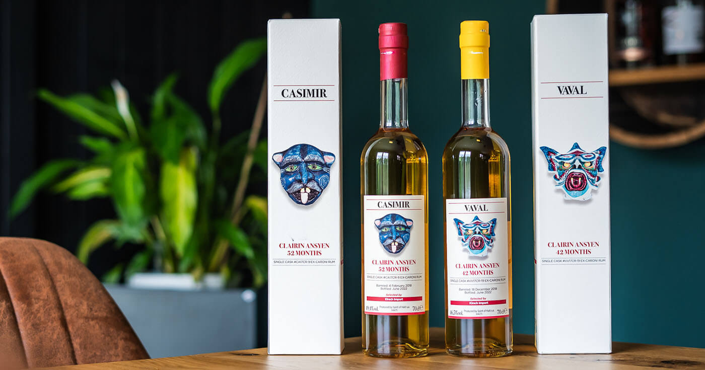 Ex-Caroni-Rum-Casks: Kirsch Import mit zwei Clairin Ansyen Single Casks Ex-Caroni-Rum-Casks: Kirsch Import mit zwei Clairin Ansyen Single Casks