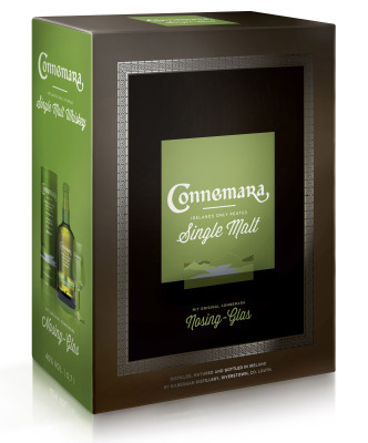 Connemara Peated Single Malt Whiskey mit Nosing-Glas in Geschenkset