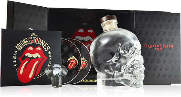 Crystal Head Vodka mit Jubiläumsbox zu 50 Jahren Rolling Stones
