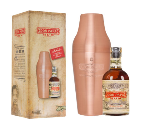 Don Papa Rum mit Shaker im Geschenkset erhältlich