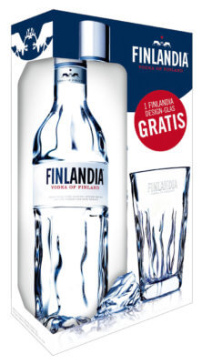 Geschenkset von Finlandia Vodka mit Glas vor Weihnachten