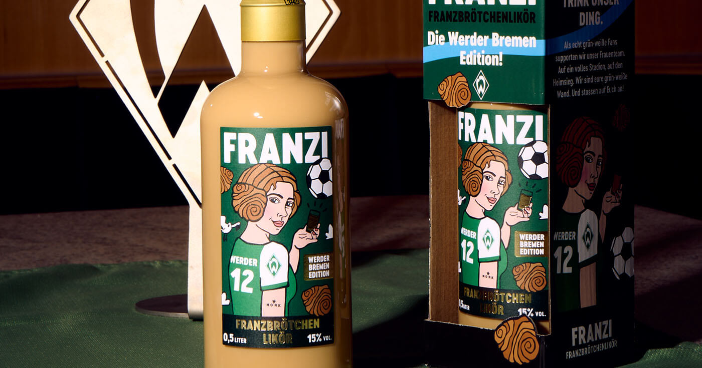 Jubiläumsjahr: Nork mit Werder Bremen Edition des Franzi Franzbrötchenlikörs