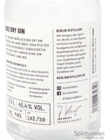 Berlin Distillery BBQ Dry Gin Rückseite Etikett