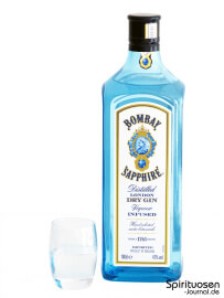 Bombay Sapphire London Dry Gin (47%) Glas und Flasche