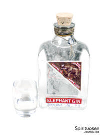 Elephant Gin Glas und Flasche