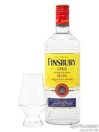 Finsbury London Dry Gin Glas und Flasche