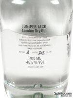 Juniper Jack London Dry Gin Rückseite Etikett