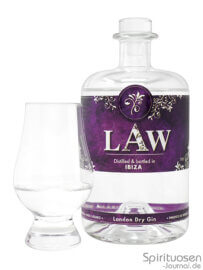 LAW Gin Glas und Flasche