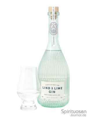 eine Flasche Lind & Lime Gin nebst Glas