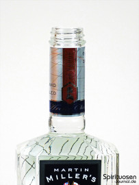 der Hals einer Flasche Martin Miller‘s Gin