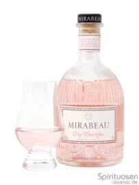 Mirabeau Dry Rosé Gin Glas und Flasche