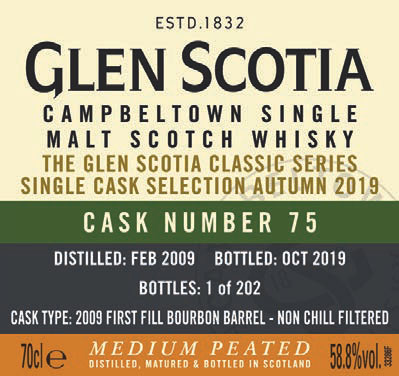 Glen Scotia Vintage 2009 Single Cask No. 75