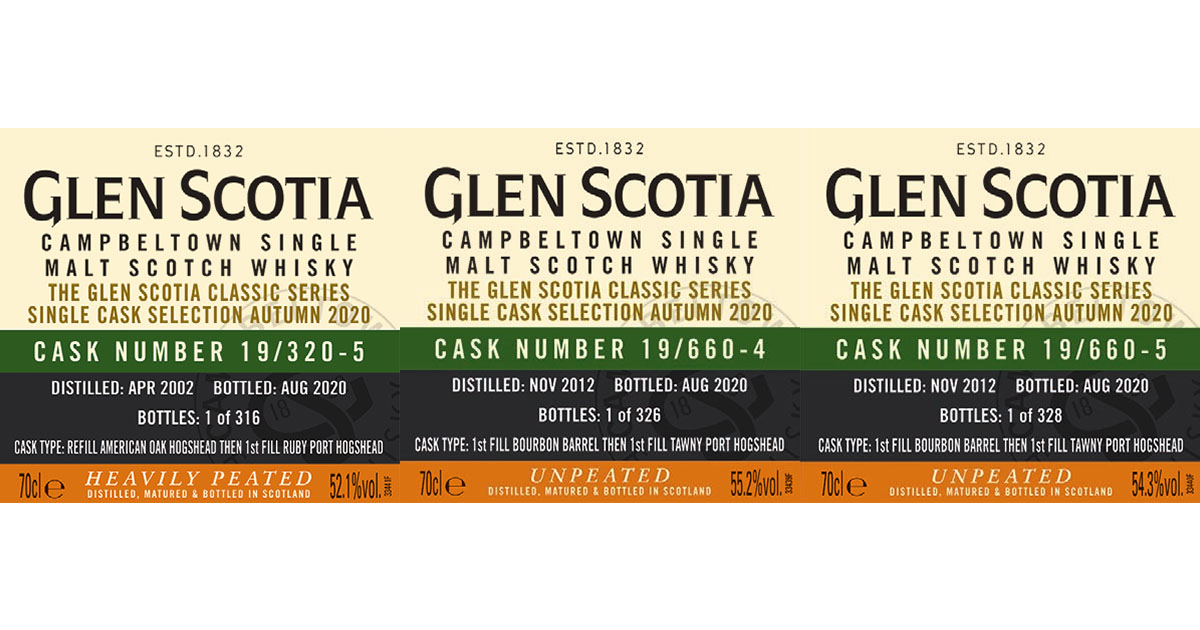 Drei Abfüllungen: Glen Scotia präsentiert Single Cask Selection Autumn 2020