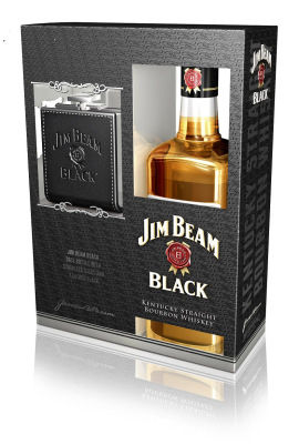 Jim Beam Black im Geschenkset mit Flachmann