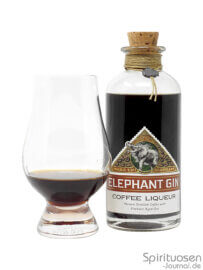 Elephant Gin Coffee Liqueur Glas und Flasche