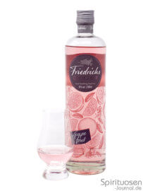Friedrichs Gin Liqueur Grapefruit Glas und Flasche