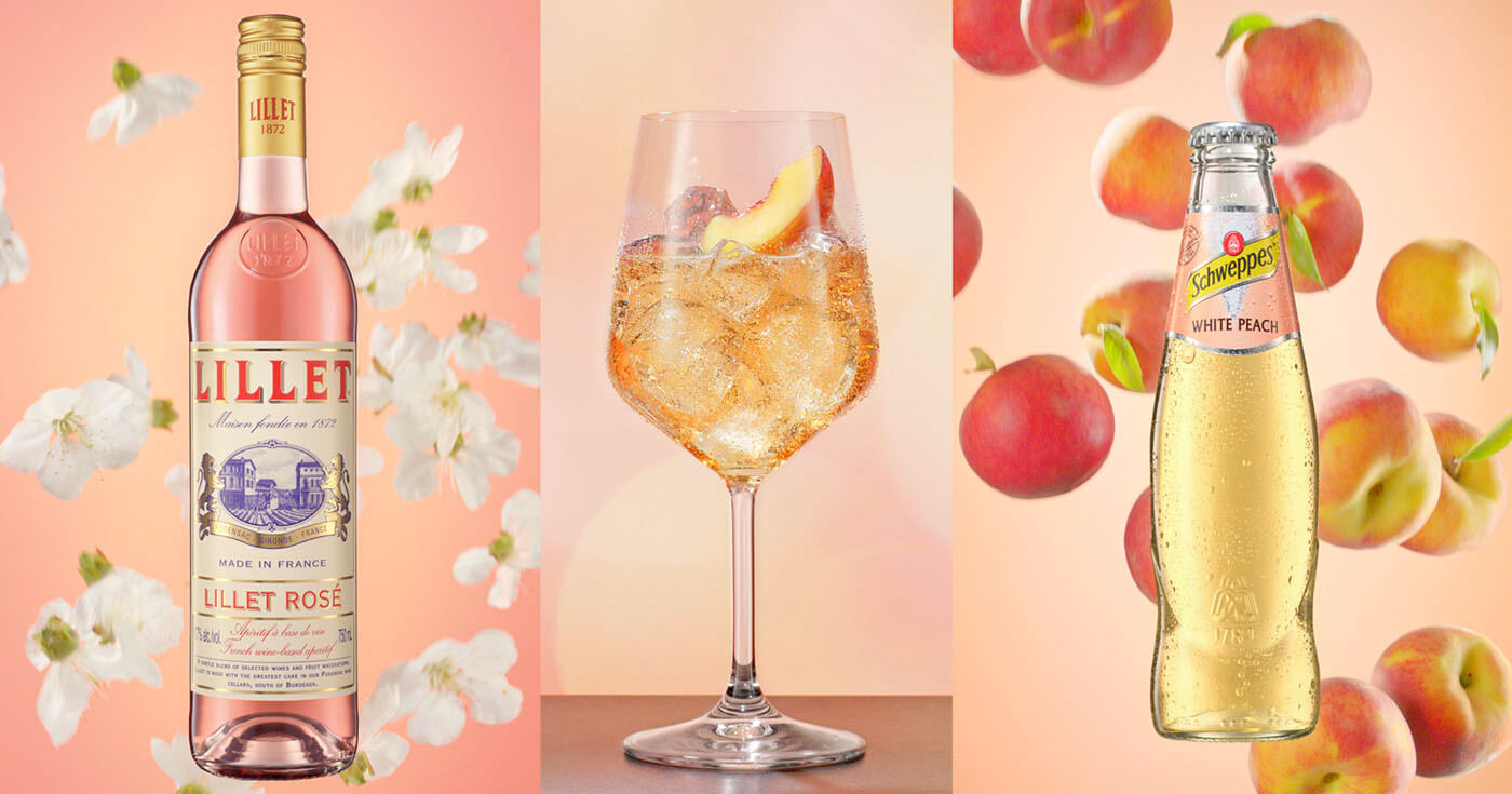 „Lillet Rosé White Peach“: Lillet und Schweppes mit neuem Signature-Drink