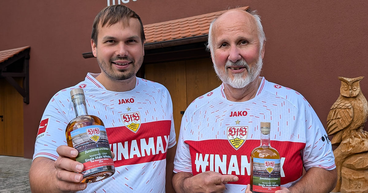 1893 Flaschen: fesslermill 1396 auch 2024 mit Mettermalt Whisky für VfB Stuttgart