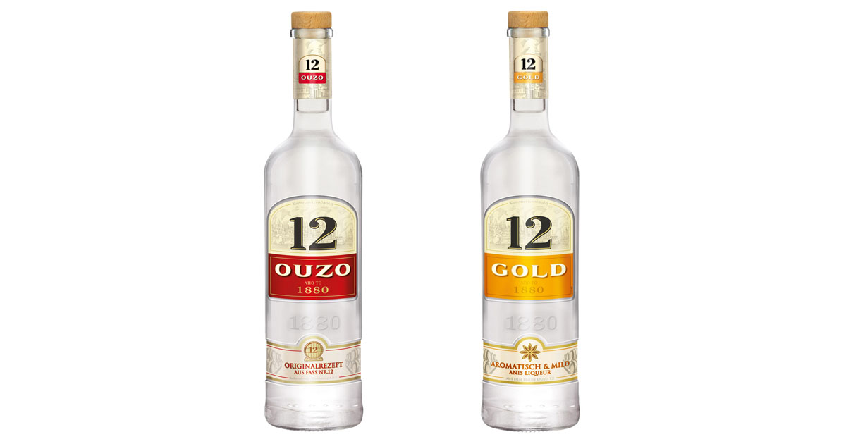 Neue Optik: Ouzo 12 und Ouzo 12 Gold mit neuem Flaschendesign