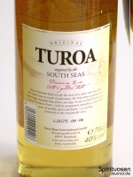 Turoa Rum Rückseite Etikett