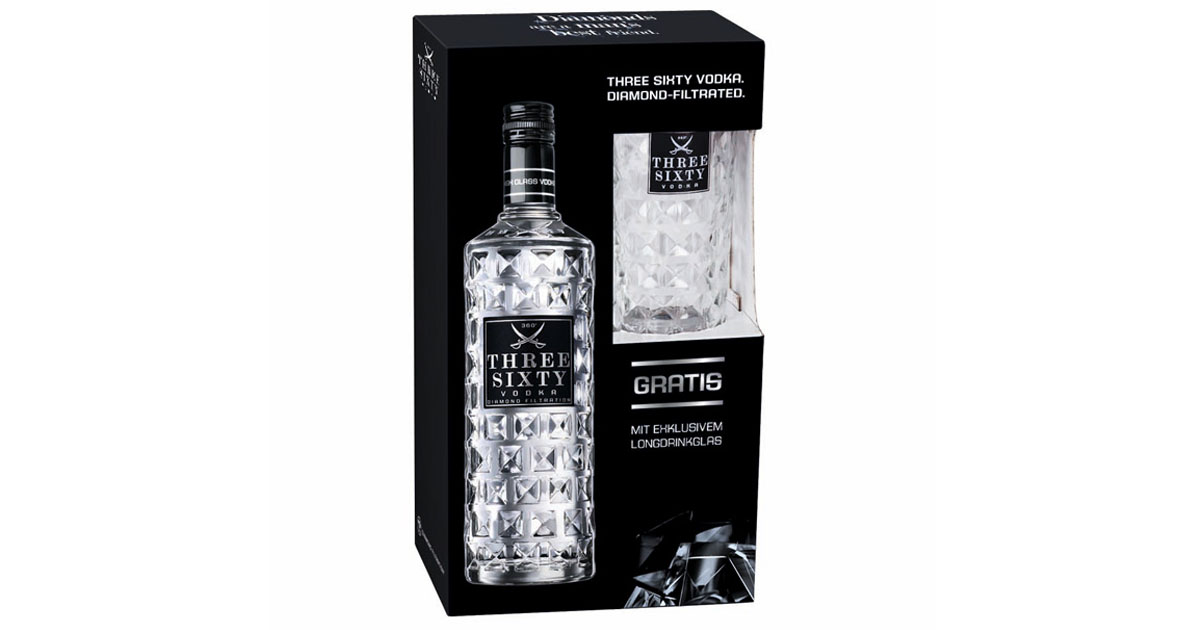 Frühjahrs-Promotion: Three Sixty Vodka mit gratis Ritzenhoff-Longdrink-Glas