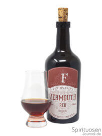 Ferdinand's Red Vermouth Glas und Flasche