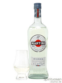 Martini Bianco Glas und Flasche