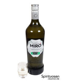 Miró Vermut Extra Dry Glas und Flasche