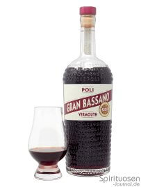 Poli Vermouth Gran Bassano Rosso Glas und Flasche