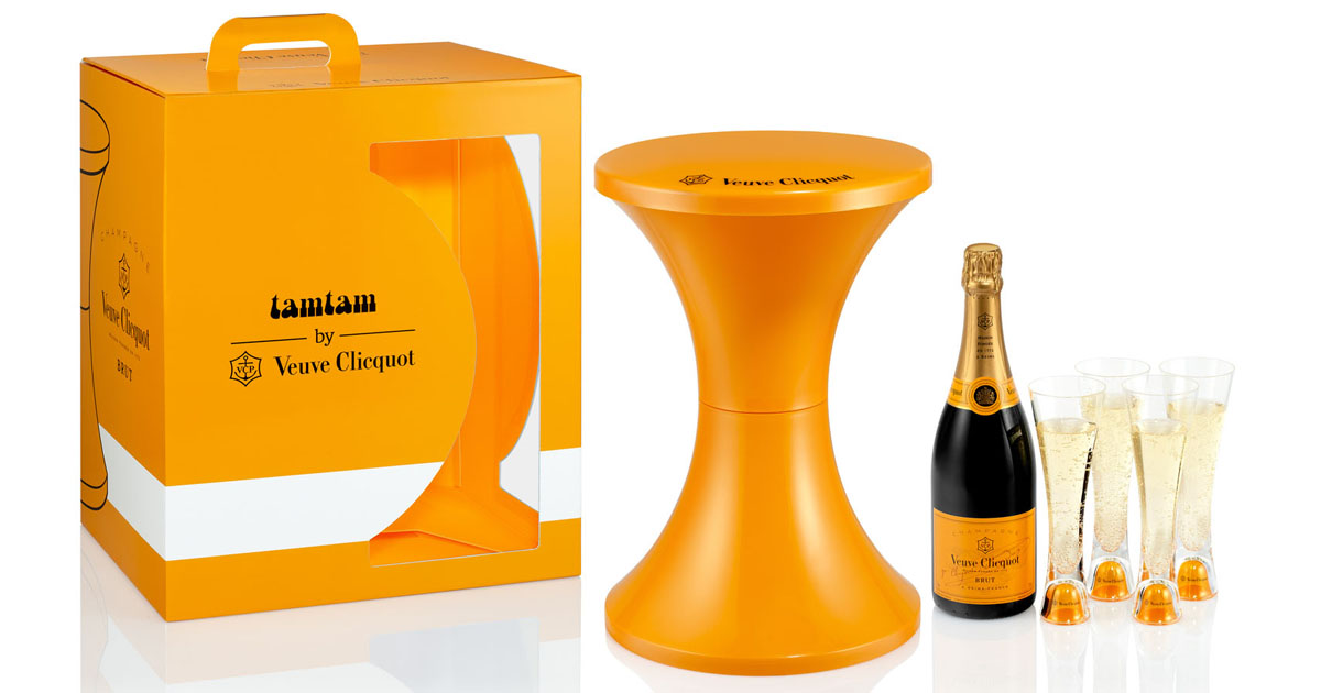 Im Set: Veuve Clicquot und Branex Design bringen gelben Tam Tam Hocker