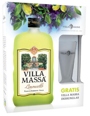 Villa Massa Limoncello lockt mit gratis Designglas in Geschenkbox