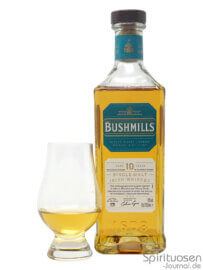 Bushmills 10 Jahre Glas und Flasche