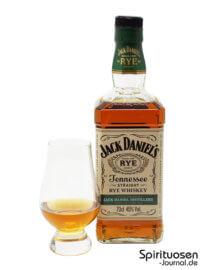 Jack Daniel's Tennessee Rye Glas und Flasche
