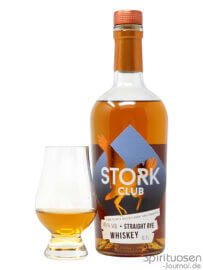 Stork Club Straight Rye Whiskey Glas und Flasche