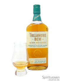 Tullamore D.E.W. XO Caribbean Rum Cask Finish Glas und Flasche