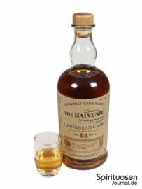 The Balvenie Caribbean Cask 14 Jahre Glas und Flasche