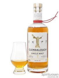 Glendalough Single Malt 7 Jahre Mizunara Oak Finish Glas und Flasche