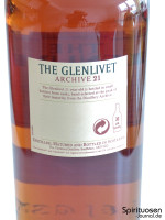 Glenlivet 21 Jahre Archive Rückseite Etikett