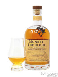 Monkey Shoulder Glas und Flasche