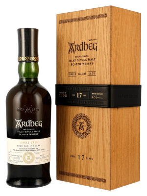 eine Flasche Ardbeg Single Cask No. 385 2008/2025 nebst Holzkiste