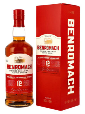 eine Flasche Benromach 12 Jahre samt Geschenkverpackung