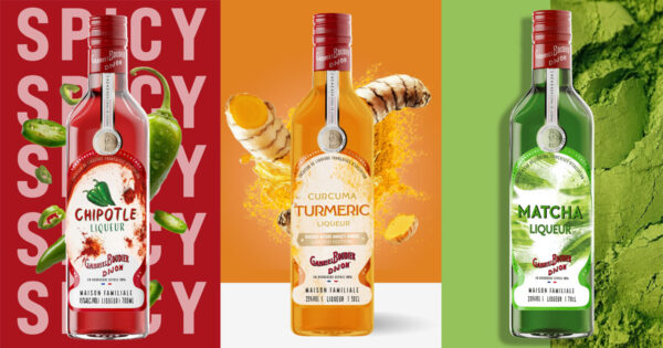 Gabriel Boudier Liqueur de Chipotle, Gabriel Boudier Liqueur de Curcuma und Gabriel Boudier Liqueur de Thé Matcha